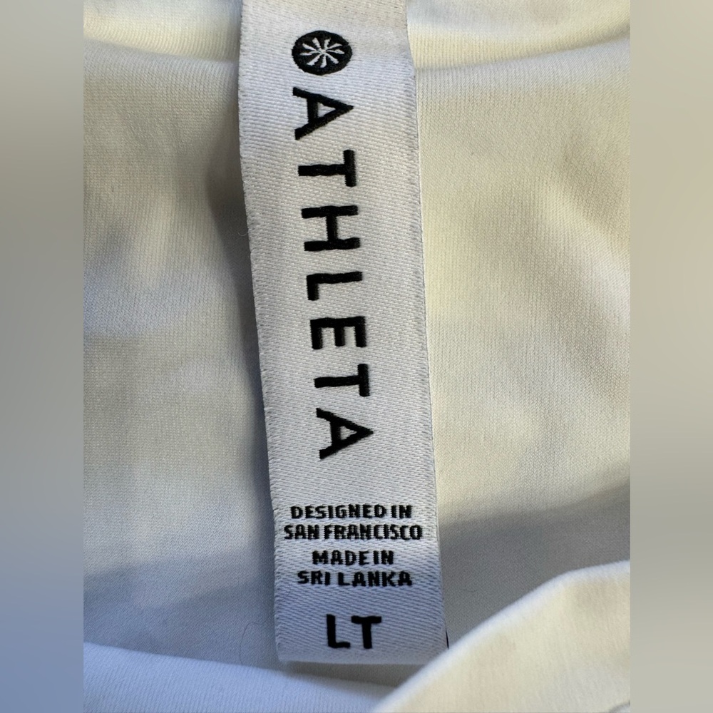Athleta Womens Size Large Tall LT White Workout T-Shirt Tee - Picture 2 of 5